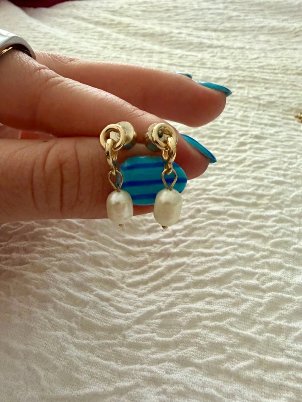 Gold Pearl Drop Earrings - Women's Jewelry